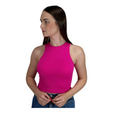 Cropped Feminino Regatinha Canelada Básica Moda Verão Várias