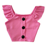 Cropped Infantil Canelado Modinha Blogueira Meninas Estilosa