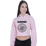 Cropped Moletom Blusa Fem Ramones