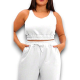 Cropped Moletom Modelo Feminino Regata Com Elástico