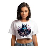 Cropped Oversized Branco Transformes Mascara Preta Estrela F