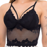 Cropped Renda Top Feminino Blusinha De Renda Sutiã Bojo