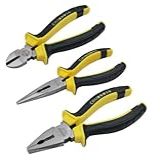 Crownman Conjunto De Alicates De Aço Carbono 3 Peças Tipo Alemão Pinças De Corte Diagonais De 15 Cm Alicate De Ponta Longa De 15 Cm Alicate Combinado De 20 Cm Para Eletricista E Uso Doméstico
