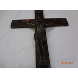 Crucifixo Antigo Em Madeira E Metal