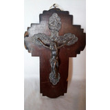Crucifixo Antigo Em Metal E Madeira
