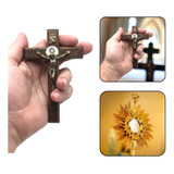 Crucifixo Cruz De Jericó De Mão Madeira Natural 12 Cm