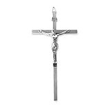 Crucifixo De Metal De Parede Prata Estilizada Pequena Decorativa 20cm Elegante Moderno Metalizada Cruz Parede Detalhada