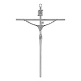 Crucifixo De Parede Estilizado Onix Prata 20cm