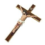 Crucifixo De Parede Madeira Com Cristo Acabamento De Luxo 35cm Cruz Para Sala Ótimo Acabamento Artesanal Cruz Quaresma