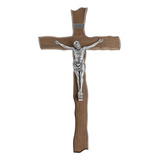 Crucifixo De Parede Madeira Nobre Metal
