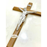 Crucifixo De Parede Mármore Com Madeira 40 Cm Lindo 