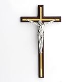 Crucifixo Feito à Mão Cruz De Parede De Madeira Fina Prata E Dourada