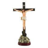 Crucifixo Imagem Religiosa Realista De Resina 30 Cm Cor Marrom