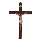 Crucifixo Parede Madeira Pinos Imagem Resina