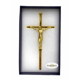 Cruz Crucifixo De Parede Porta Fino Metal Dourado 16cm Lindo