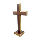 Cruz Crucifixo Madeira Sem Imagem Sem Cristo Evangélico Católico Ecumênico 24cm De Mesa Com Base Para Altar