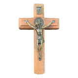 Cruz Crucifixo Parede Porta São Bento Madeira Reforçada 12cm