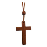 Cruz Crucifixo Pingente Cordão Colar Madeira