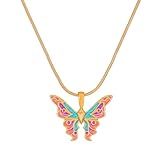 Crymystal Colar Com Pingente De Borboleta Vintage Cor Borboleta Clavícula Corrente Colar Ouro Borboleta Gota Colar Ajustável Pingente Feminino Dia Dos Namorados Presentes Joias Zinco Sem Pedra