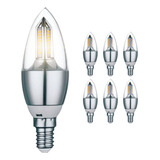 Ctb Kit 6 Lâmpadas Led Vela 4w E14 Branco Quente 320lm