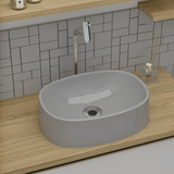 Cuba Apoio Sobrepor Para Banheiro Lavabo Oval Lira Cinza Cozimax