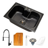 Cuba Cozinha Gourmet Inox Tábua Torneira Monocomando Preta