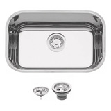 Cuba De Aço Brilhante Inox Retangular N1 47x31x17 C Válvula