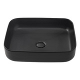 Cuba De Apoio Slim Para Banheiro Cerâmica 50 5x39 5cm Fluorita Preto Fosco Pingoo casa