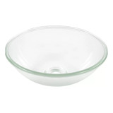 Cuba De Vidro Incolor 29cm Redonda Sobrepor Banheiro Lavabo Acabamento Texturado