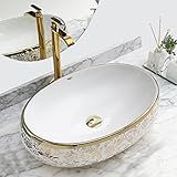 Cuba Dourada Oval Luxo Lavabo Banheiro 62x42cm