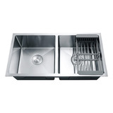 Cuba Dupla Inox Quadrada Revomax Para Cozinha Pia Gourmet Cor Prata 75x41