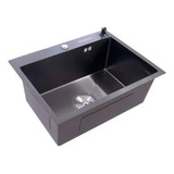 Cuba Gourmet Quadrada Pia Cozinha Completa Com Acessórios Aço Inox Cor Preto Embutir Sobrepor Acabamento Escovado Acetinado Brinovar