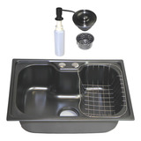 Cuba Inox Cozinha Gourmet Pia Preta Com Acessórios Luxo Cor Preto
