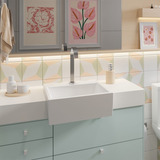 Cuba Louça Semi Encaixe Porcelana Branca Apoio Banheiro Cor Branco