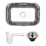 Cuba N 1 Tecnocuba Inox Alto Brilho 46x30x14 Válvula E Sifão