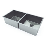 Cuba Para Cozinha Cuba Dos Hermanos Cuba Dupla Com Calha Umida Canal Equipado De Aço Inoxidável Acetinado Escovado Circular 440 mm X 840 mm X 200 cm Com Espessura De 1 mm Inox