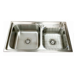 Cuba Pia Cozinha Gourmet Dupla Inox 304 Escovado 78x43cm Decorplace