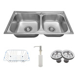 Cuba Pia Dupla Gourmet Cozinha Aço Inox C acessórios Tubrax
