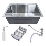 Cuba Pia Inox Quadrada Cozinha Gourmet 60cm Com Acessórios Revomax Cor Prata