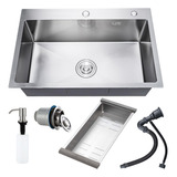 Cubas De Cozinha Quadrada Pia Gourmet Completa Com Acessórios Tanque Inox Escovado Prata 60x45cm Yesop