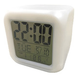 Cubo Relógio Da Mesa Digital Despertador Led 7 Cores