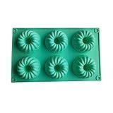 CUDDIKAJI Molde De Silicone Para Bolo Com 6 Cavidades Pudim Forma De Redemoinho Fondant De Chocolate Antiaderente Reutilizável Molde De Sobremesa Assadeira Verde