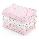 Cueiro Flanelado Estampado Bebe 80x60cm Kit Com 5