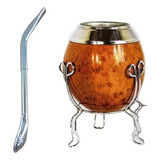 Cuia De Chimarrão Uruguaia Coquinho Madeira Bomba Curva