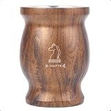 Cuia Térmica Amadeirada Mate Chimarrão Tererê De Aço Inox X Matte