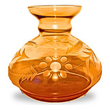 Cupula Em Vidro Para Abajur Lustre Âmbar Lapidado 30cm Luxo