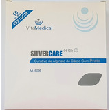 Curativo Silvercare Alginato De Cálcio Com Prata 10x10cm Vitamedical Caixa Com 10 Unidades Aa16066