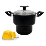 Cuscuzeira Luxo Antiaderente C Tampa Vidro Teflon Preto N16