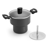 Cuscuzeiro Antiaderente Grande Luxo 18cm C Tampa De Vidro