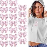CustomyLife 20 Apliques Autoadesivos De Laço Rosa- Apliques Bordados De Laço De 2-9 - 0-208 Cm- Costura Fofa Em Remendo Decorativo Halloween Natal Para Roupas Faça Você Mesmo- Chapéus- Bolsas- Jaqueta